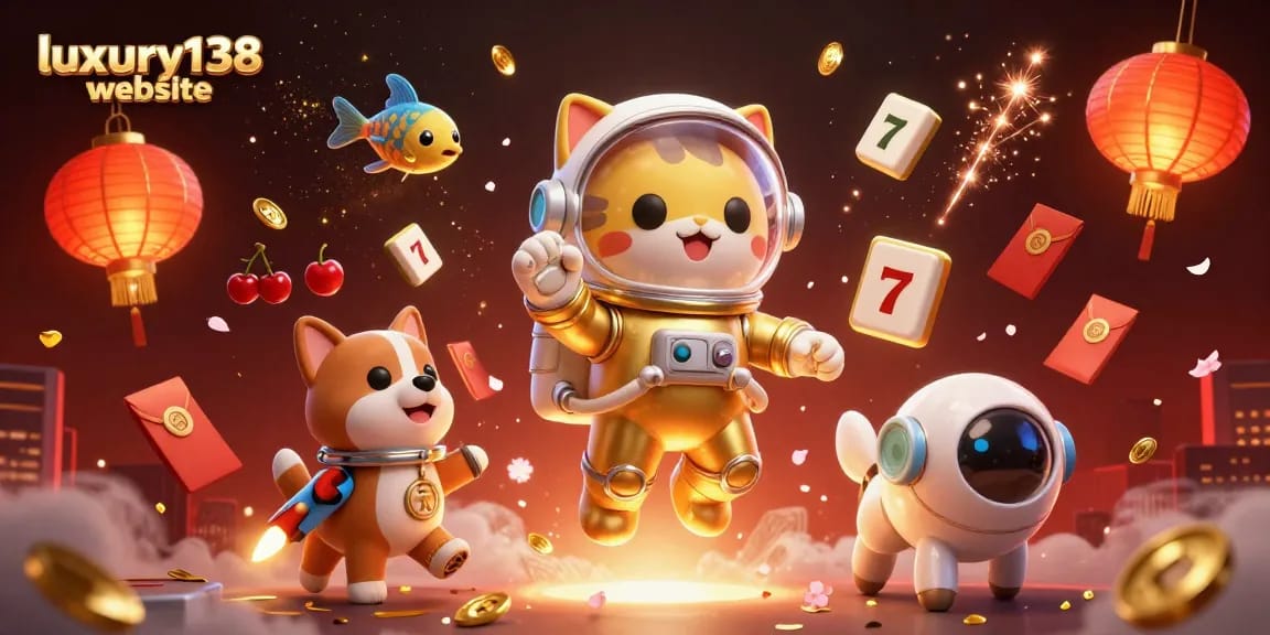 Experience the thrill of the luxury138 website with vibrant slot reels and gold elements in a captivating scene.