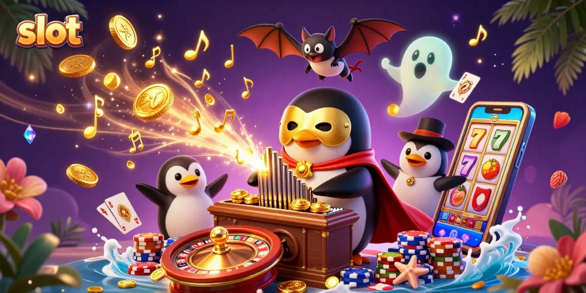 Mengguncang slot dengan koin emas berlimpah dan simbol buah di depan kasino
