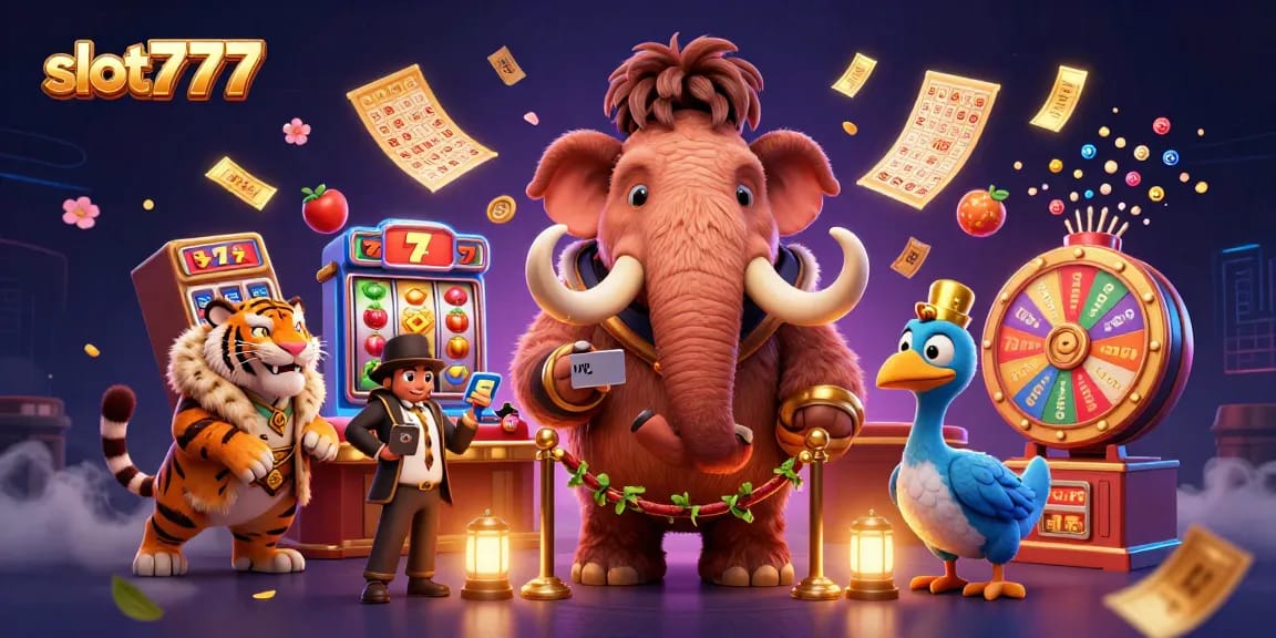 Permainan slot777 menampilkan mamut berbouncer yang memeriksa ID di kasino dengan banyak elemen menarik.