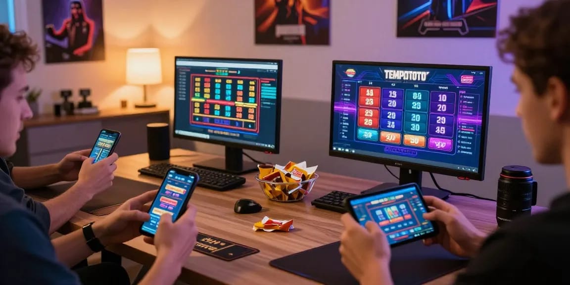 Players experiencing tempototo online gaming excitement in a vibrant home setup.