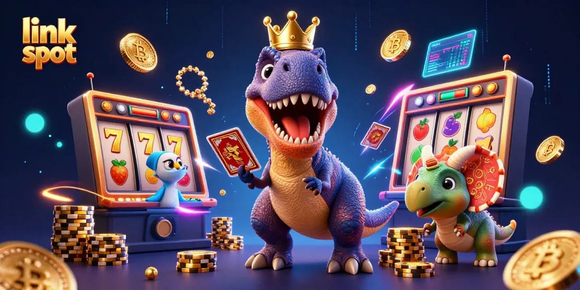 Menangkan jackpot dengan link slot di ilustrasi kasino yang ceria dan penuh warna.