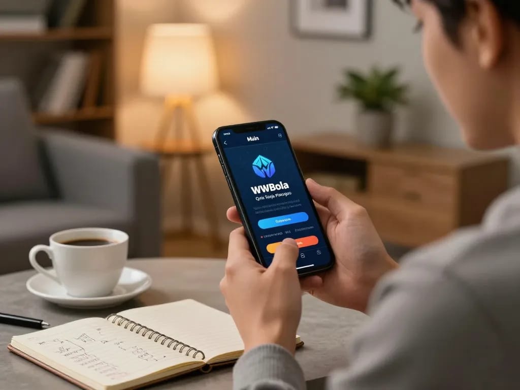 Main WWBola Deposit Qris Tanpa Potongan action on smartphone in stylish home setting.