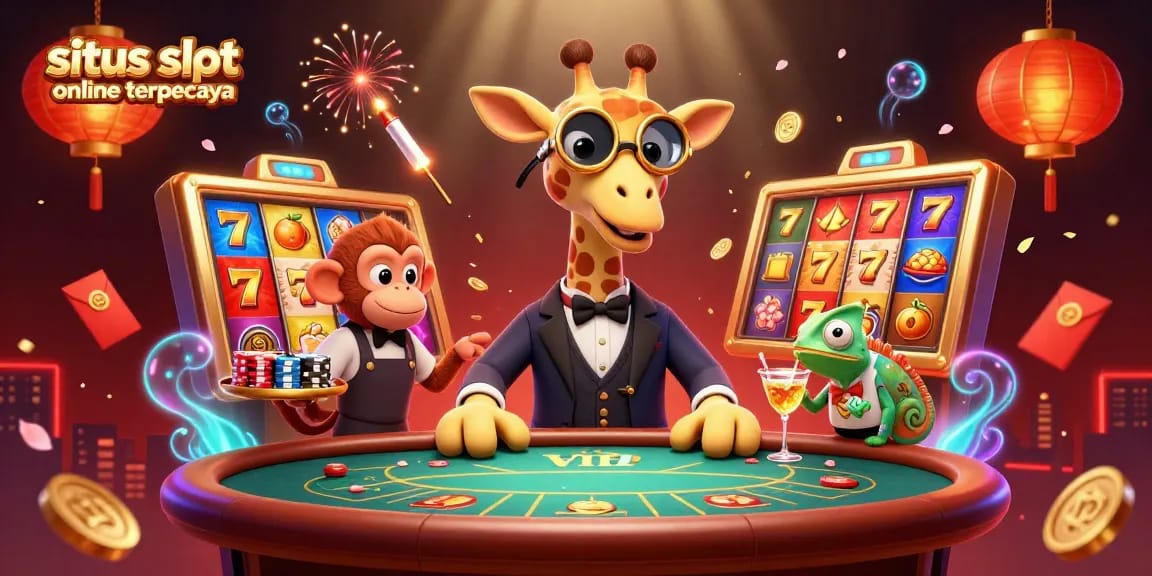 Experience the excitement of situs slot online terpercaya with vibrant slot elements and lively characters.