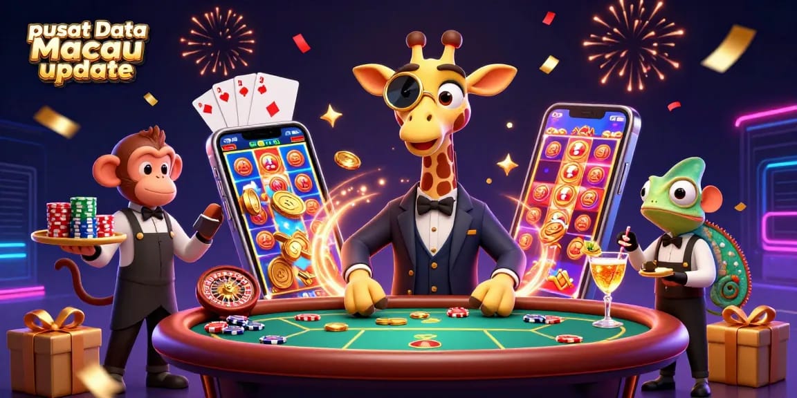 Mainkan pusat Data Macau dengan koktail emas di dunia kasino yang ceria.