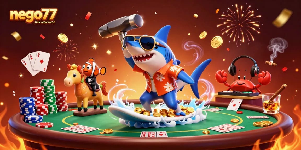 Nego77 link alternatif showcases a vibrant casino scene with engaging characters and dynamic gameplay.