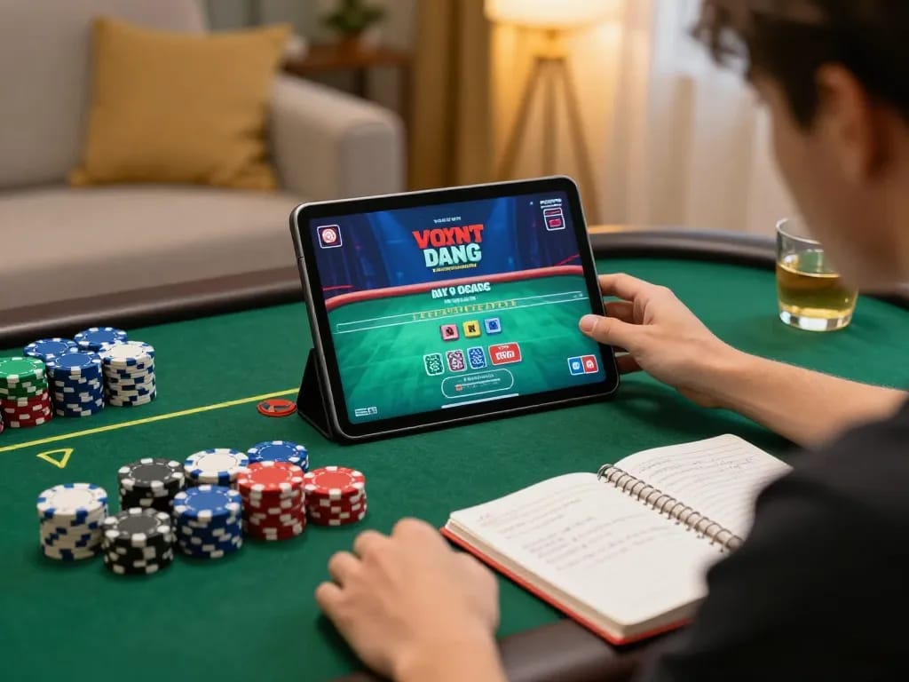 ROKOK88 user engaged in online poker game, showcasing strategies for effective gaming.