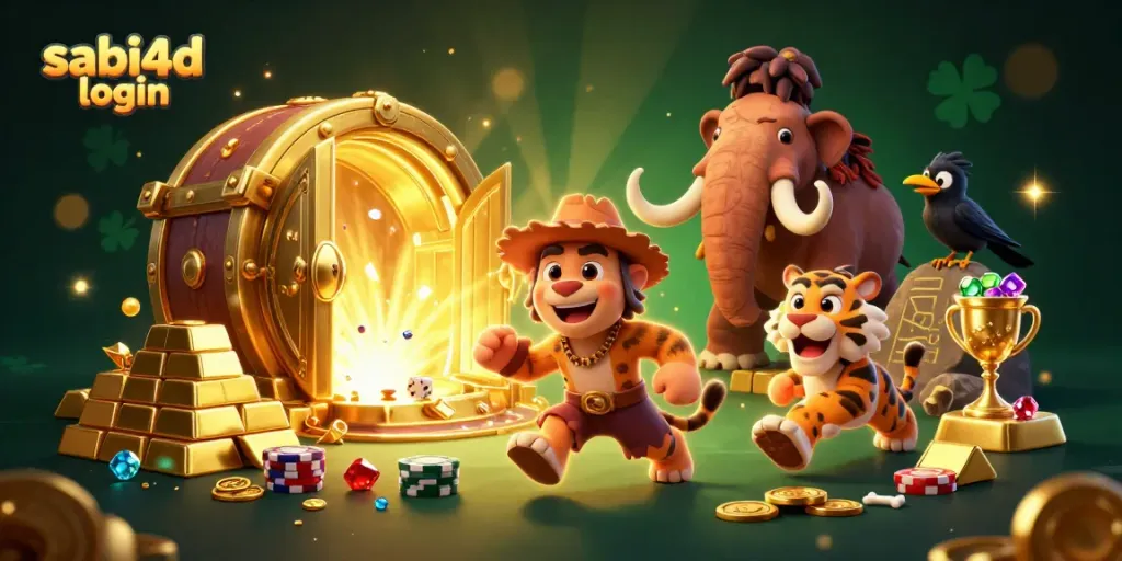 Mengakses portal sabar4d login untuk permainan kasino dengan visual yang menarik dan warna cerah.