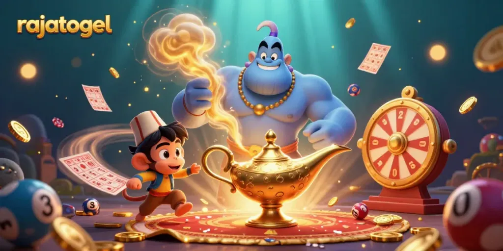 Engage with rajatogel lottery draws featuring dynamic scenes of numbered balls and vibrant action elements.