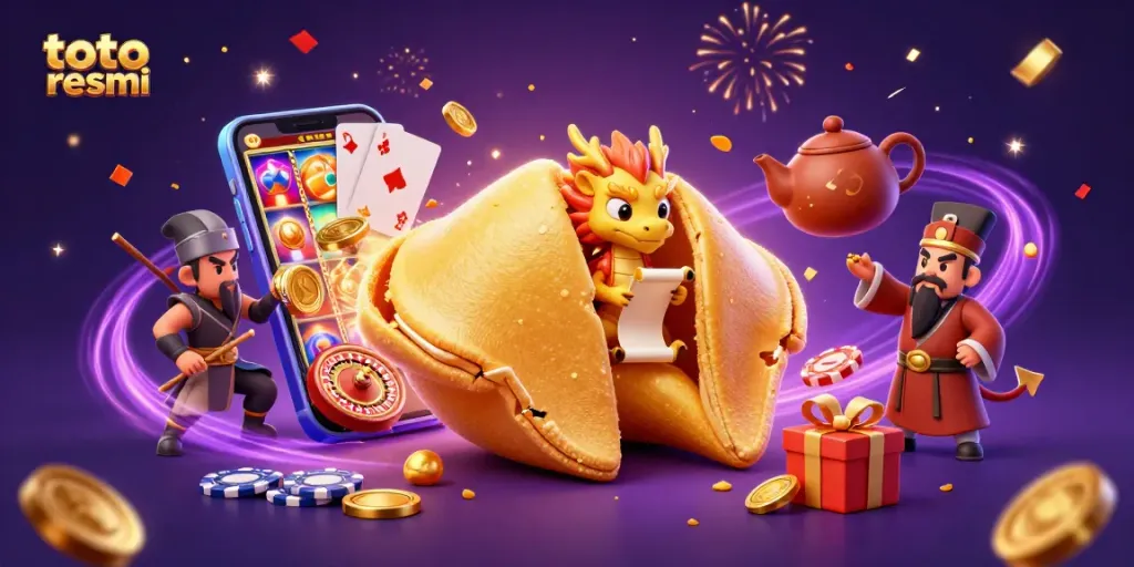 Menggoda peluang dengan toto resmi, ilustrasi slot dan karakter menggemaskan di dunia game.