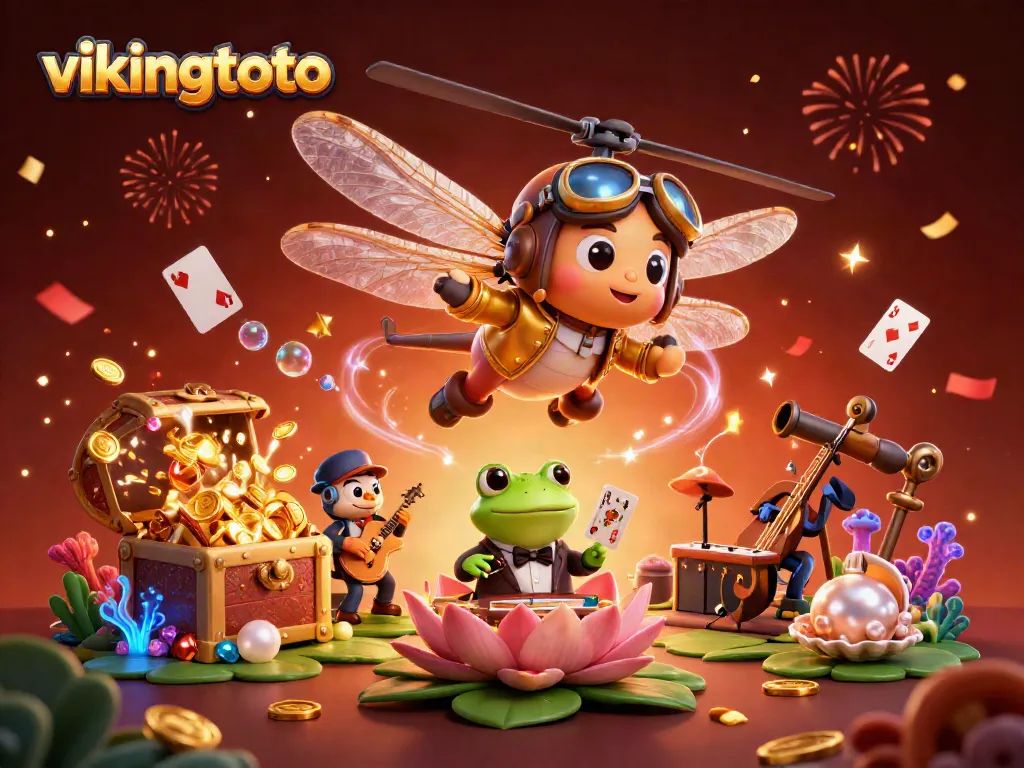 Experience the thrill of gaming with vikingtoto as a dragonfly pilot oversees card games and musical acts.