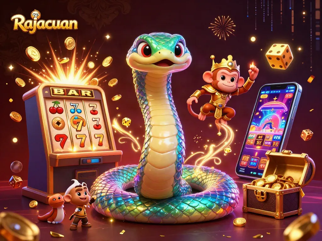 Spin the reels on Rajacuan with vibrant characters and exciting casino game elements.