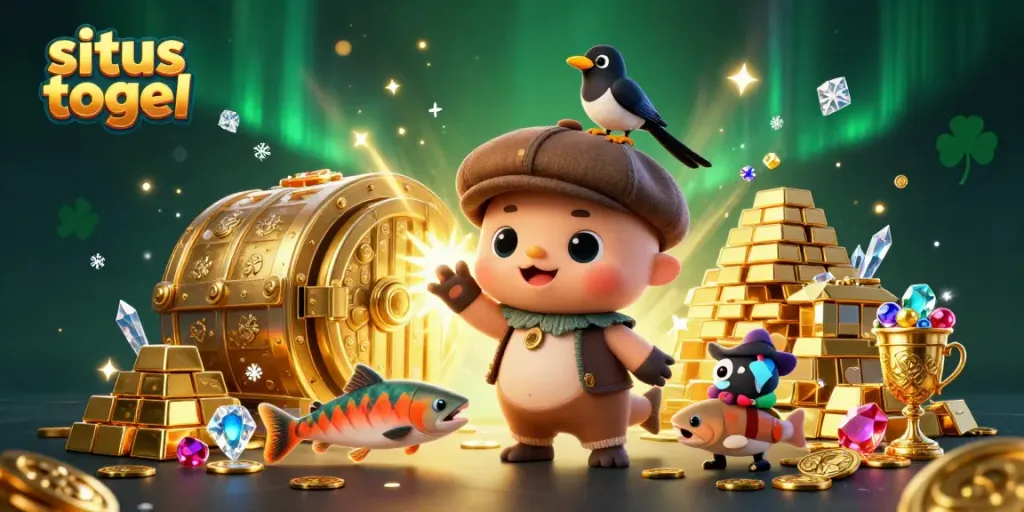 Experience the thrill of situs togel with this vibrant 3D illustration showcasing colorful characters and dynamic lottery elements.