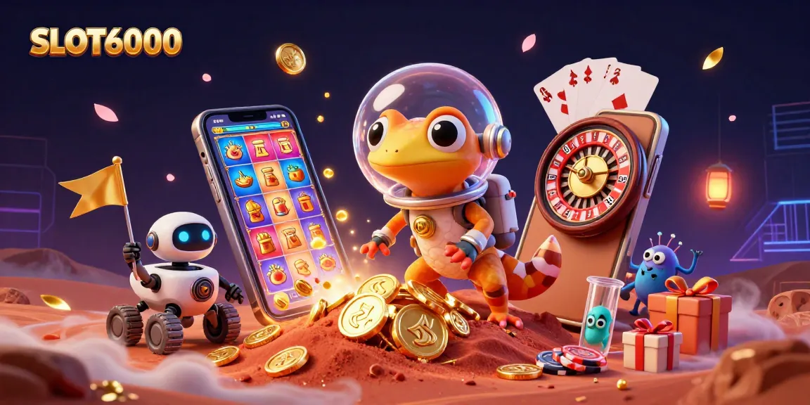 SLOT6000 menyajikan petualangan seru dengan gecko Martian di kasino emas yang tersembunyi di Mars.