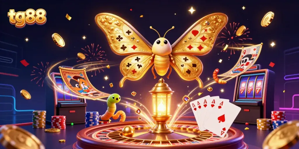 Experience thrilling gameplay at tg88, featuring a vibrant 3D casino scene with exciting elements.