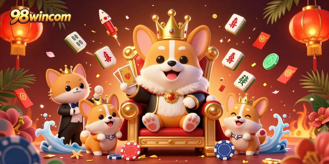 Experience thrilling gameplay with 98wincom in this vibrant casino-themed illustration.