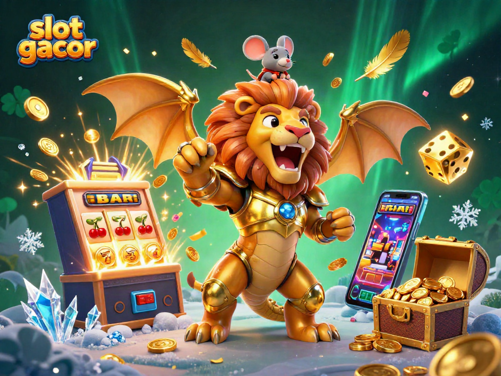 Menangkan slot gacor dengan jackpot berlimpah, dikelilingi elemen kasino yang menarik dan berwarna.