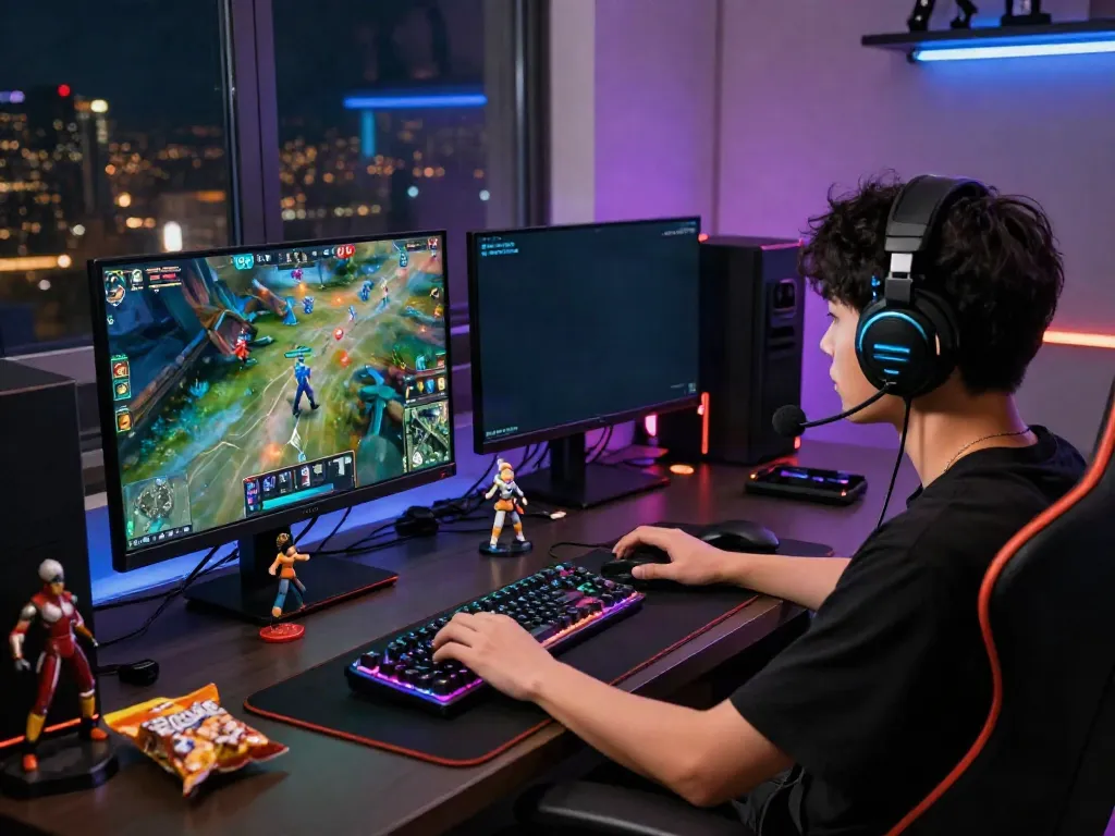 Pengalaman bermain game online QQGOBET dengan perangkat modern dan atmosfer energik.