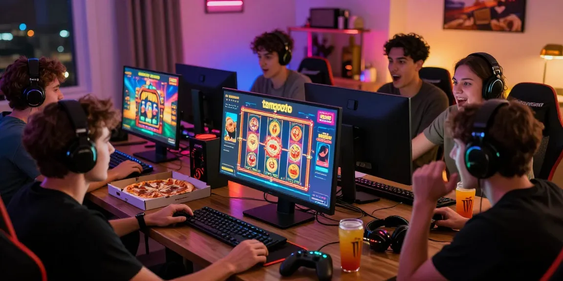 Friends enjoying an exciting gaming session on tempototo platform with thrilling visuals and fun atmosphere.