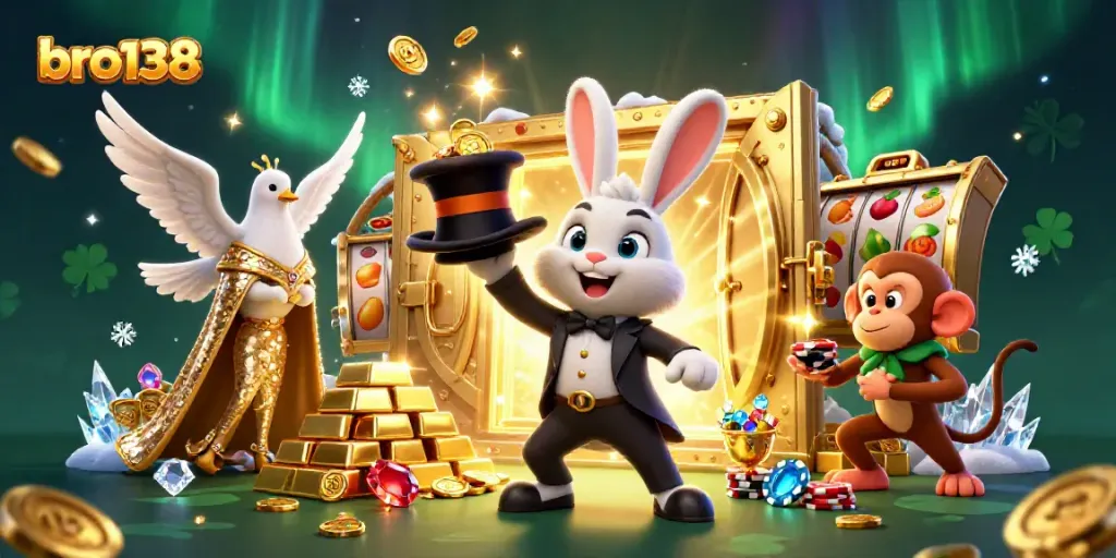 Join the excitement at bro138, where a magician rabbit and friends conjure gold and slots!