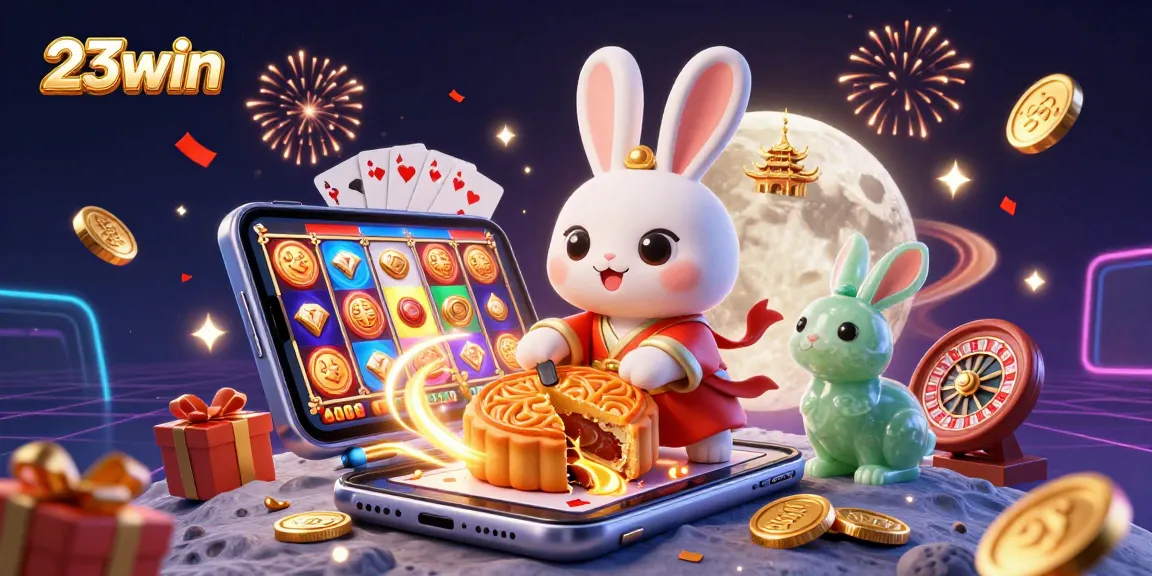 Experience the thrill at 23win with a vibrant lunar casino scene featuring exciting games and rich visuals.