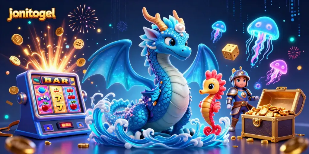 Experience thrilling slots and jackpot wins on jonitogel with vibrant gaming characters and elements.