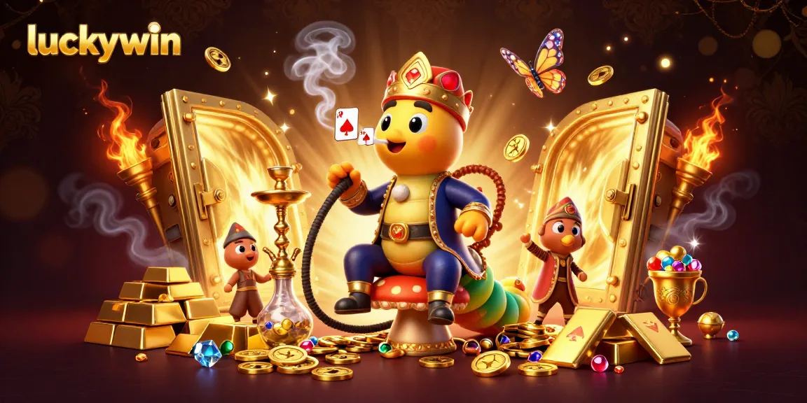 Engage in thrilling games at luckywin, with stunning visuals of treasure and poker elements.