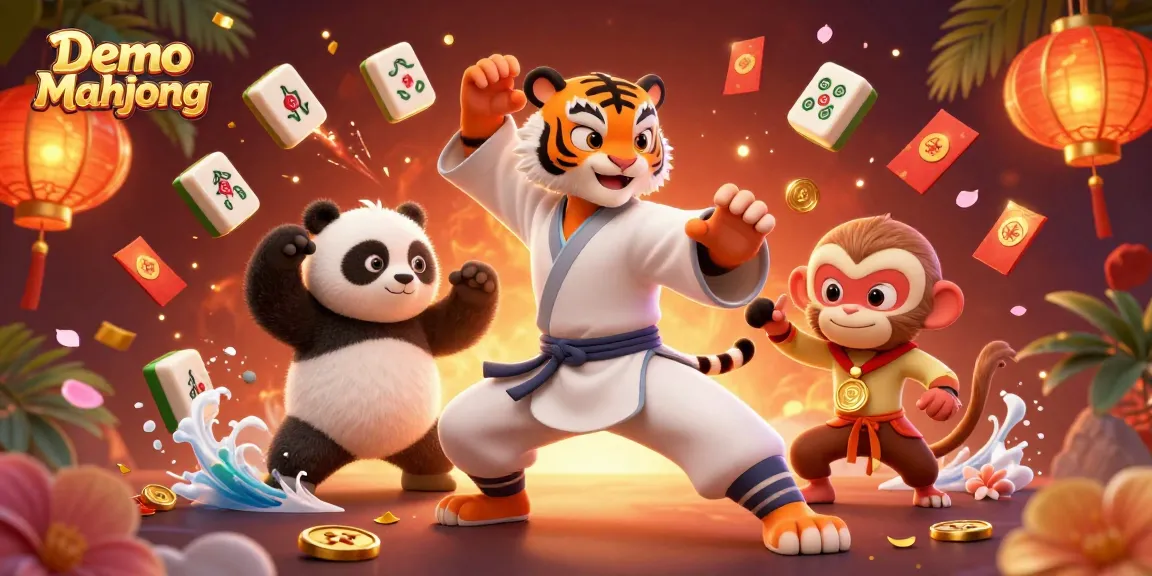 Experience the thrill of Demo Mahjong with 3D characters engaging in playful gambling action.