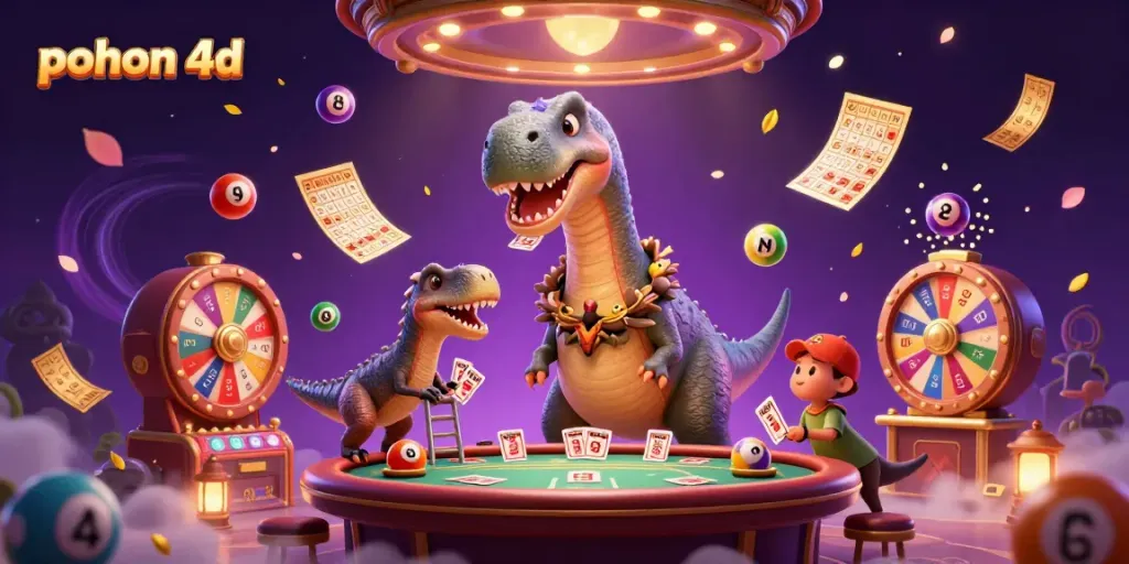 Experience the excitement at pohon 4d with dynamic casino elements and colorful lottery balls.