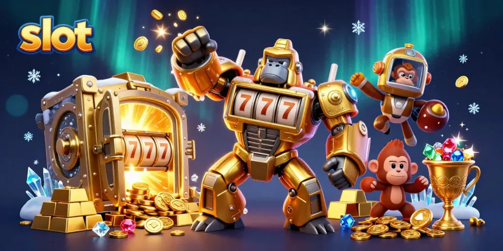 Menangkan jackpot slot dengan gorila emas transformator dan harta karun berkilau!