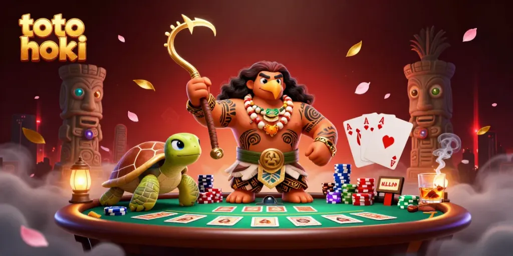 Menghadirkan toto hoki dalam suasana kasino dengan karakter unik, chip poker, dan meja permainan.