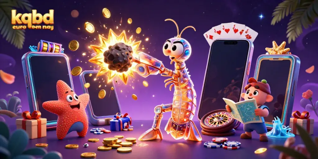Engage with the kqbd euro hom nay live sports betting scene featuring a galactic samurai shrimp and starfish in a dynamic casino environment.
