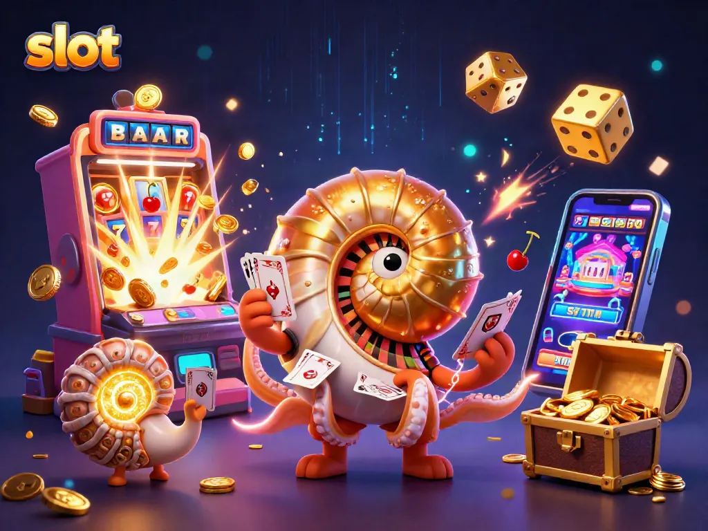 Mainkan slot dengan suasana kasino yang meriah dan simbol keberuntungan yang bersinar.