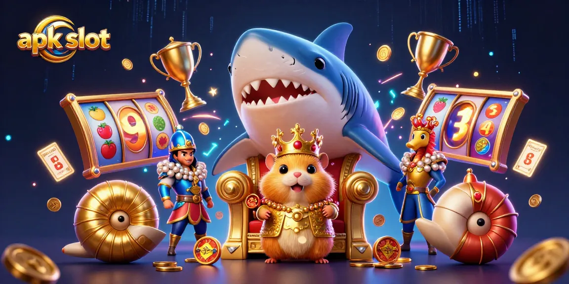 Menangkan jackpot menggunakan aplikasi apk slot dengan simbol buah yang berputar dan karakter menarik.