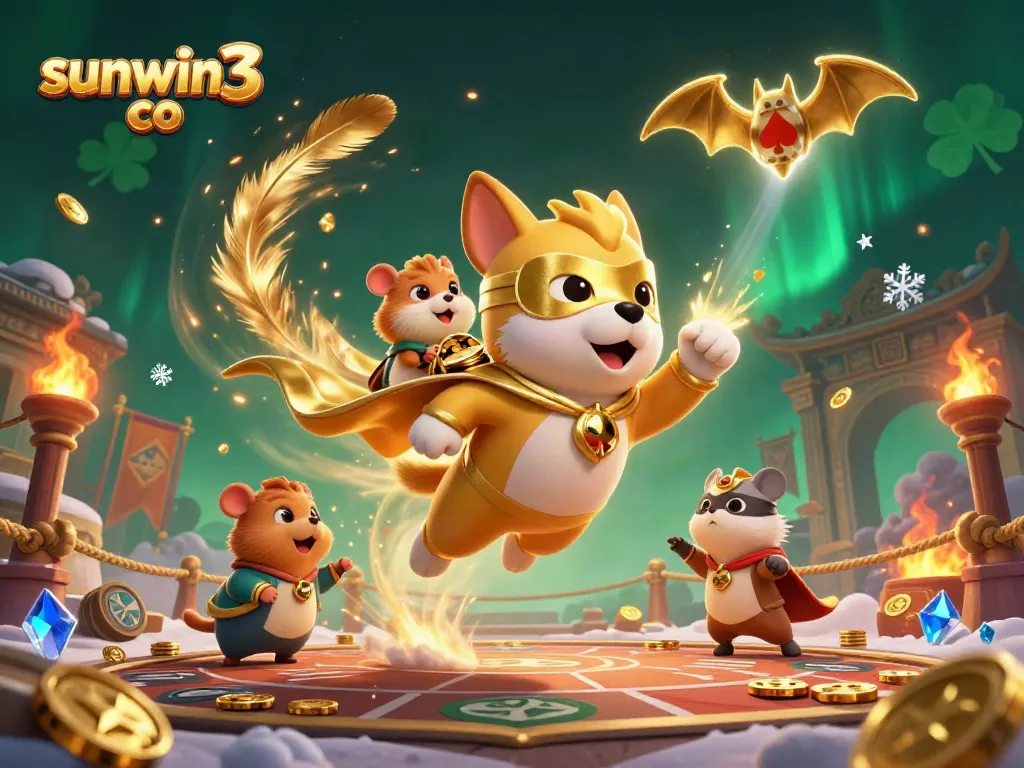 Experience thrilling gameplay with sunwin3 co as our superhero dog and sidekick showcase the excitement of online casino adventures.