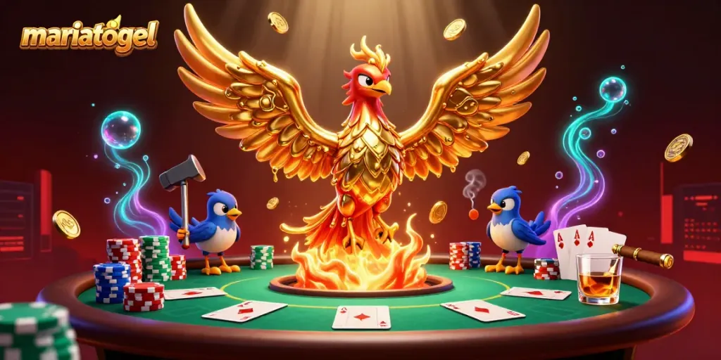 Engage in thrilling gameplay with the golden phoenix and poker elements at mariatogel.