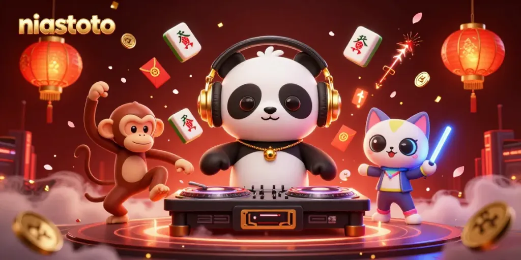 Experience niastoto with a vibrant 3D casino scene featuring a DJ panda and playful elements