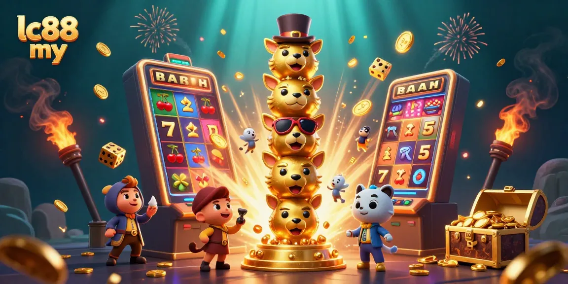 Experience endless winnings at lc88 my with a vibrant 3D casino illustration featuring jackpots.