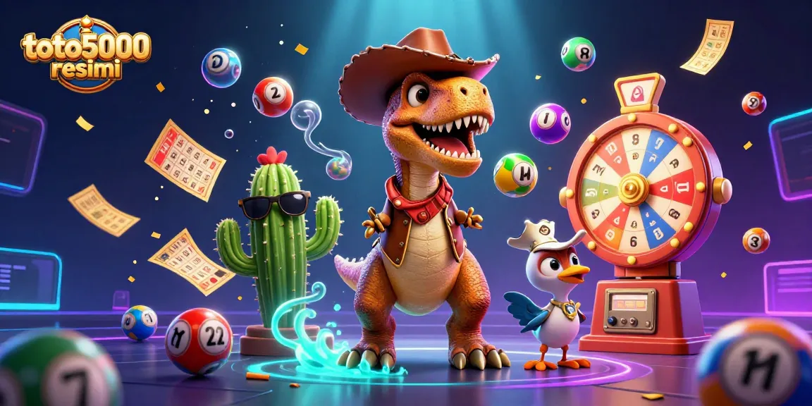 Engage with the excitement of toto5000 resmi, featuring vibrant lottery elements and animated characters.
