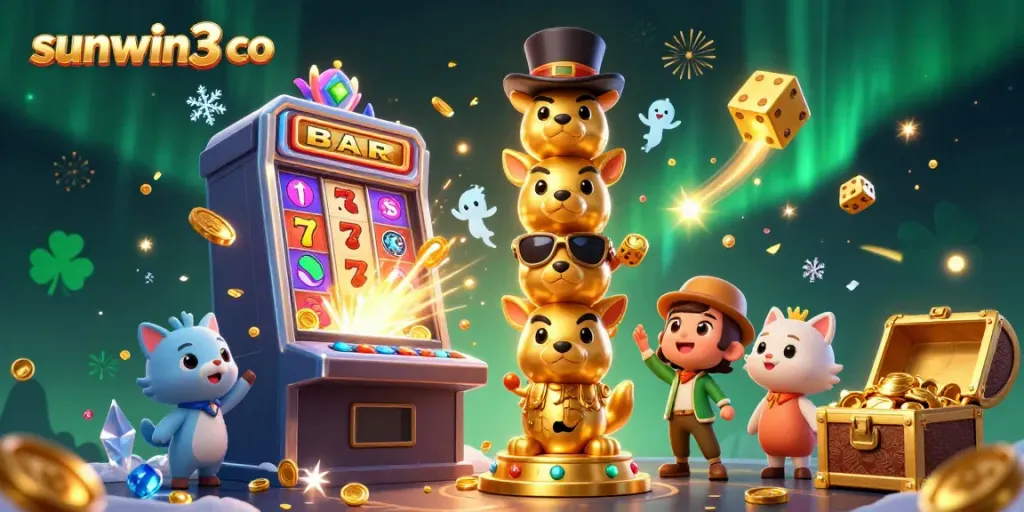 Experience thrilling wins with sunwin3 co in a vibrant 3D digital casino scene filled with action.