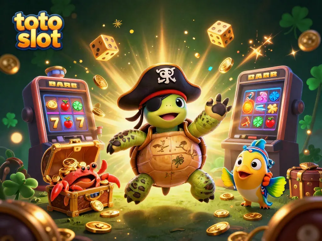 Menangkan jackpot toto slot dengan karakter menggemaskan seperti penyu bajak laut dan kepiting di layar penuh harta karun.