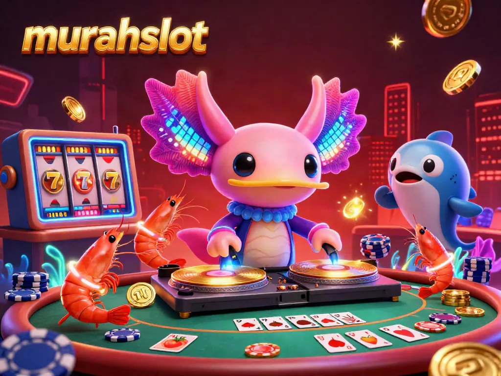 Experience the thrill of murahslot gaming with vibrant characters in a dynamic casino scene.