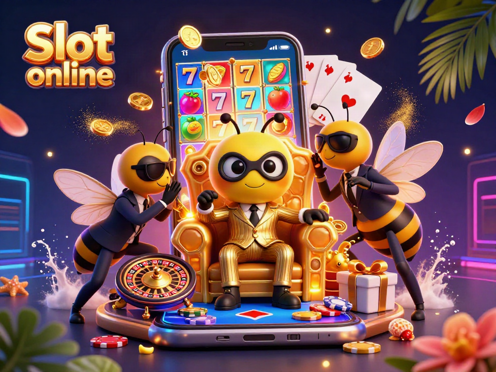 Menghadirkan Slot online dengan bos mob bumblebee di ruang singgasana, memperlihatkan permainan slot yang memukau