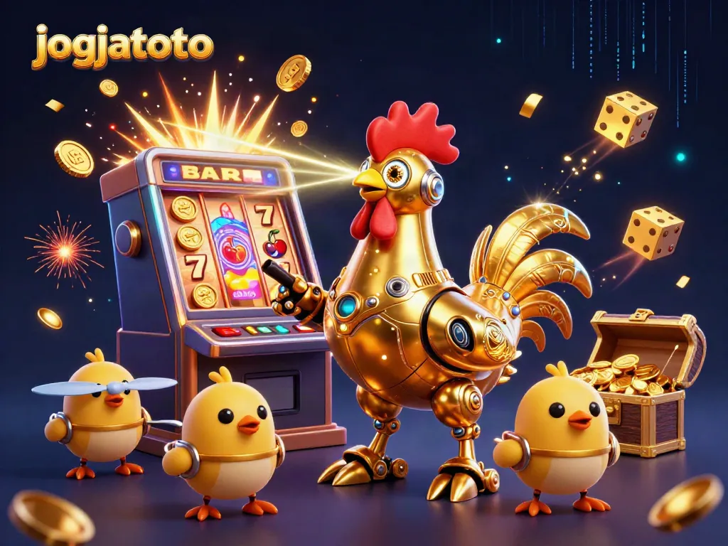 Experience thrilling action in jogjatoto with neon-lit characters and explosion of gaming symbols.