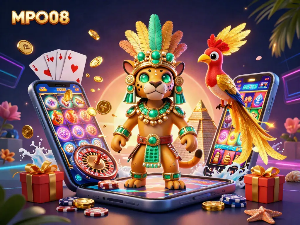 Experience the vibrant casino energy with MPO08's captivating slot games and dynamic characters.