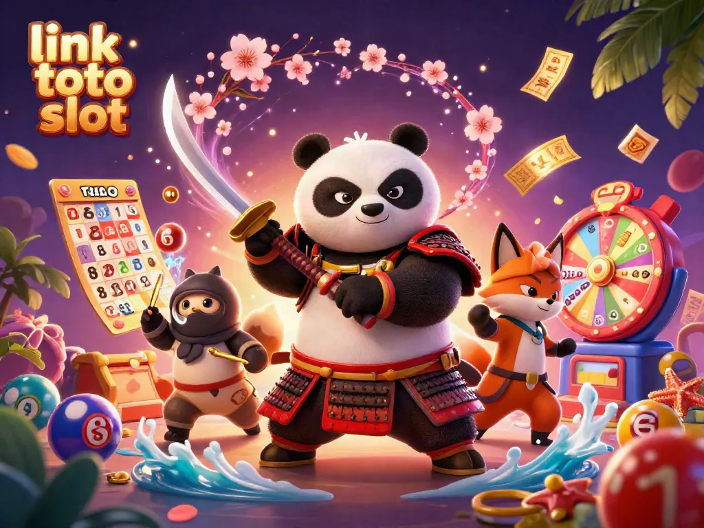 Visualisasi menarik perjudian link toto slot dengan karakter kartun di dunia permainan.