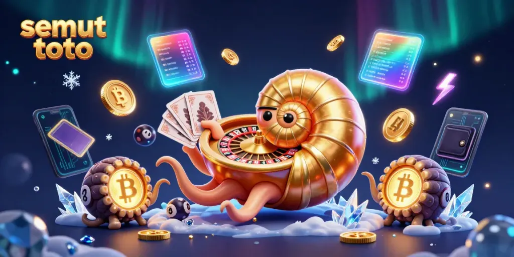Menangkan lotere dengan semut toto, nautilus besar menghadap roda roulette dan bola ber angka.