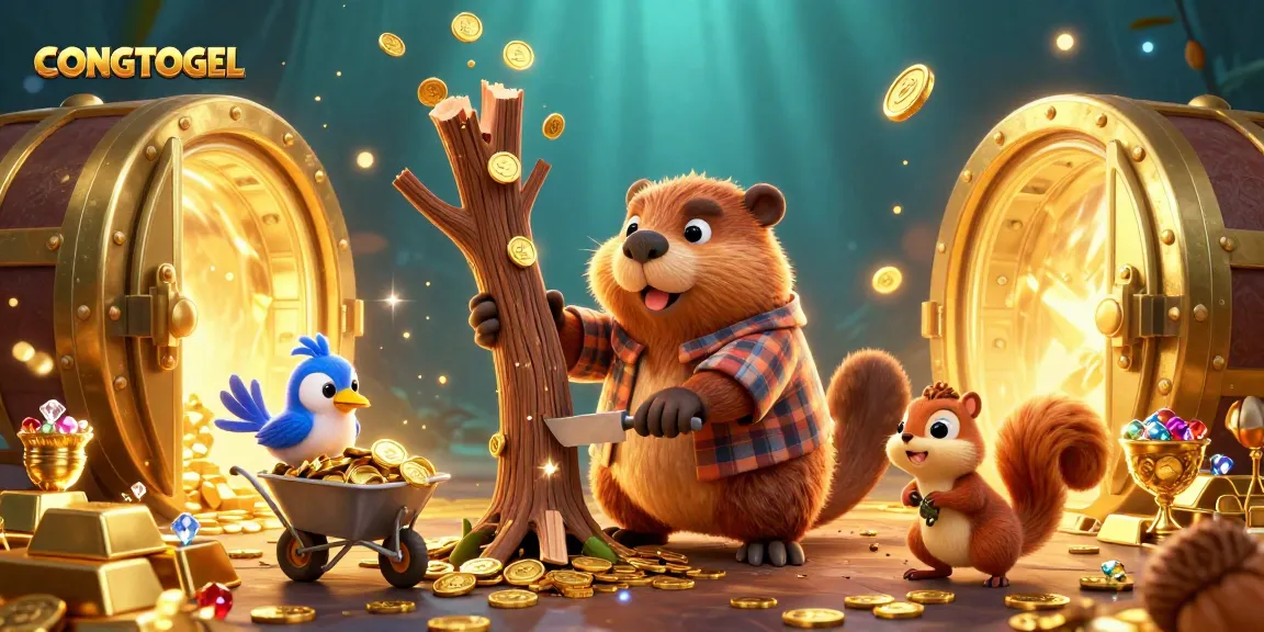 Play and win with CONGTOGEL featuring a beaver, bird, and squirrel in a gold-rich casino adventure.