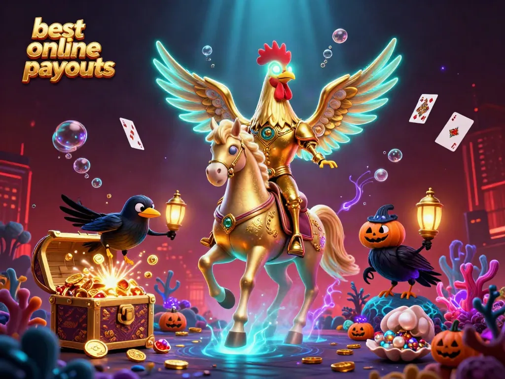 Experience the magic of the best online casino payouts with vibrant symbols and characters in a dynamic scene.