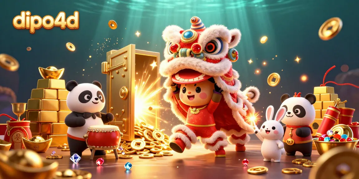 Experience the excitement with dipo4d through a vibrant casino scene featuring stunning characters and gold treasures.