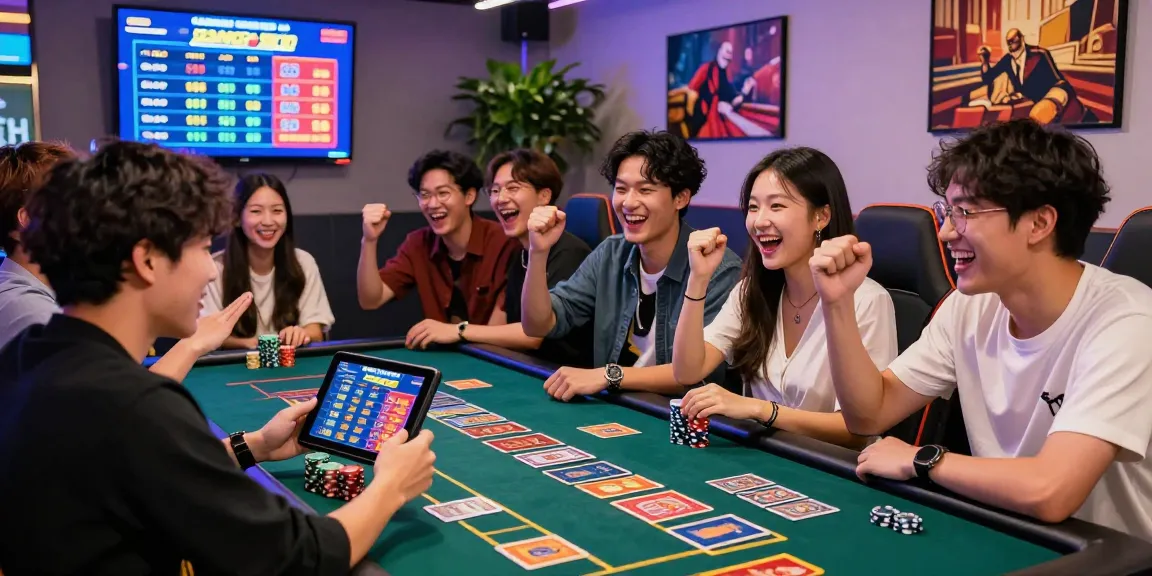 Group celebrating around a gaming table featuring ling4d results, showcasing vibrant lounge atmosphere.